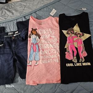Osh Kosh, Childrens Place Girls Graphic T-Shirts and Jeans Set